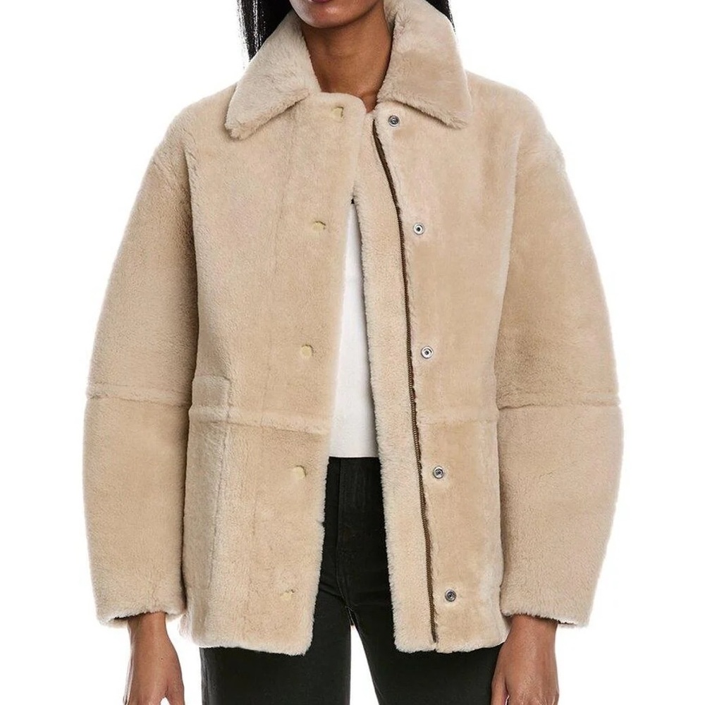 VINCE Reversible Leather and Shearling Jacket - Picture 5 of 11